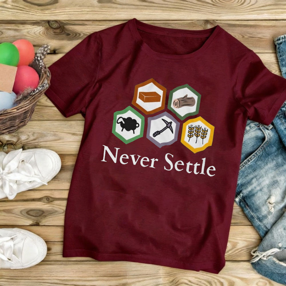 Camiseta Vintage Never Settle  - Board Game Catan avaliação e preço